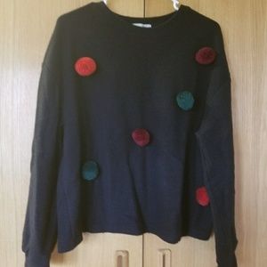 Zara Pompom Pullover Sweater